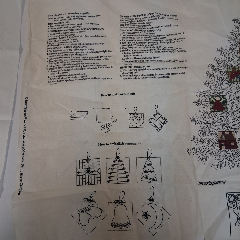 2 Vintage VIP Cranston Dreamspinners Yuletide Christmas Ornaments Fabric Panels - Picture 11 of 16